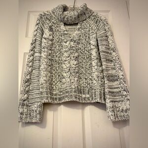 Jennifer Lopez Gray and White Cowl Neck Sweater